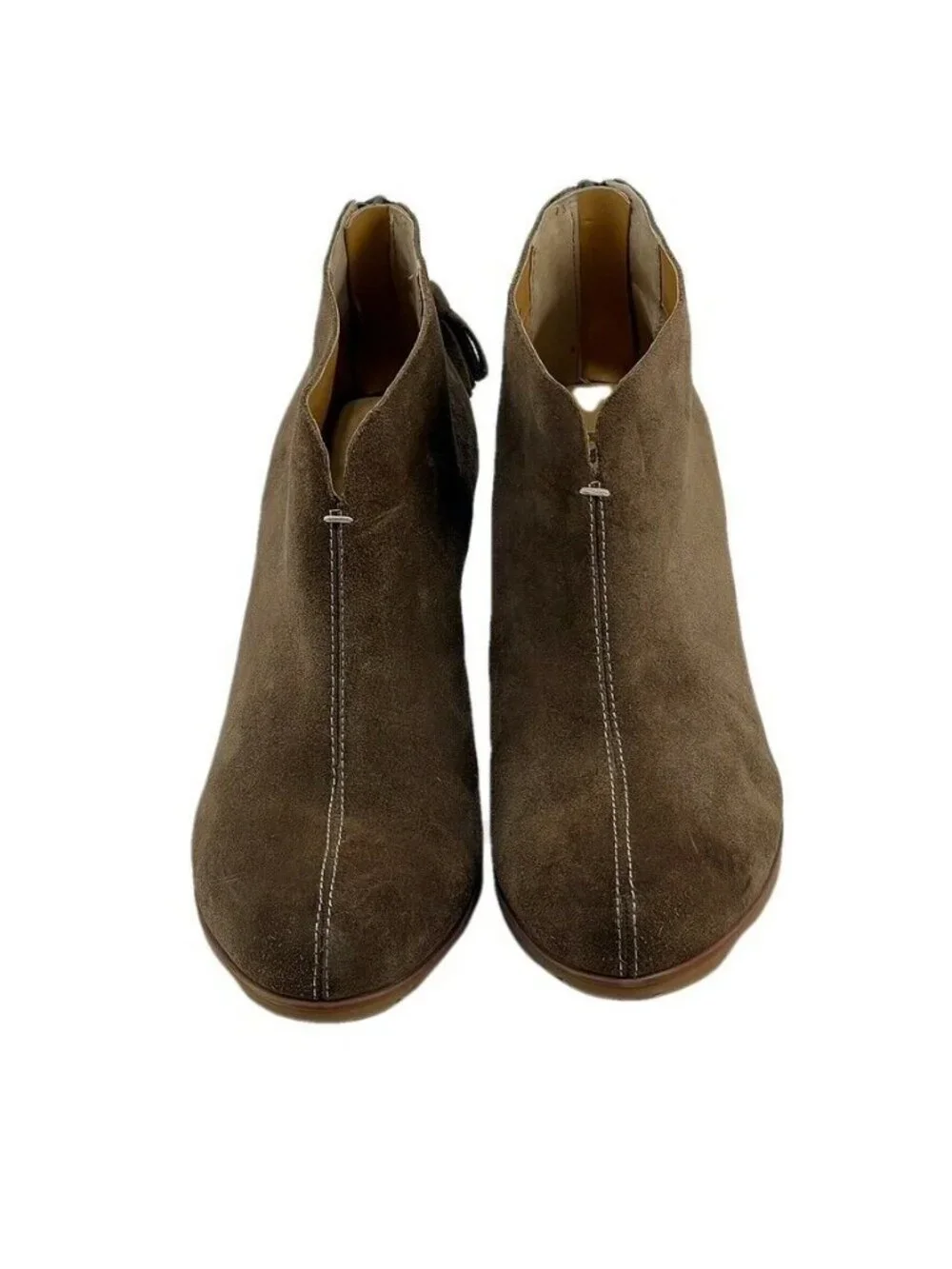 Korks Womens Brown Suede Wedge Ankle Boots 8M With Back Zipper Closure